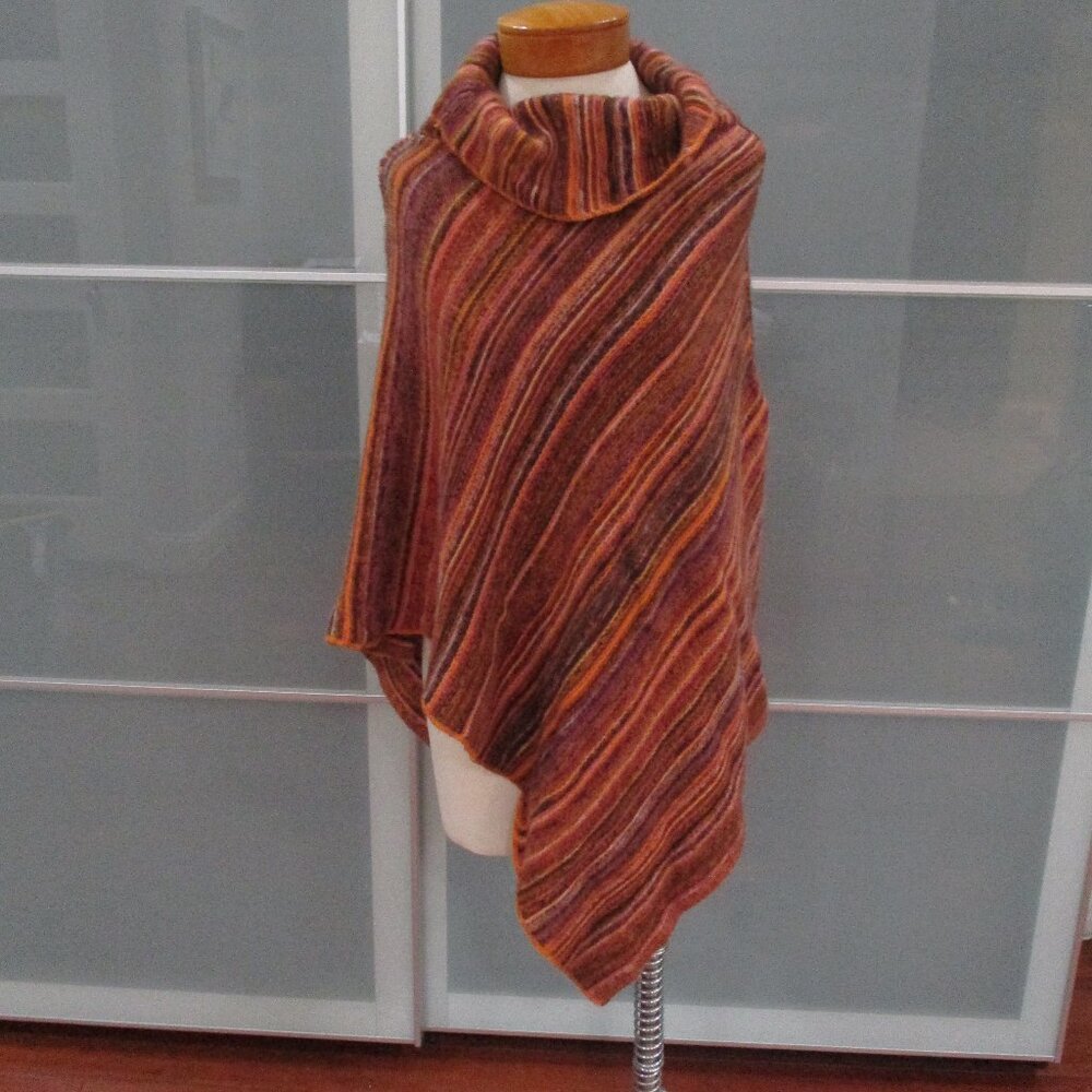 Big Buddha Monk / Funnel Neck Asymmetrical Hem Poncho O/S